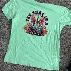 Graphic Tee with Guitar and Wings Design